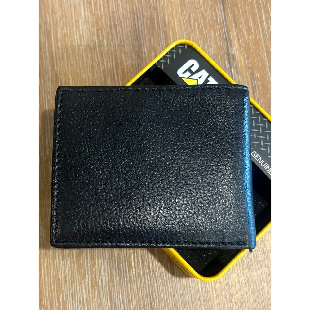 Mens CATERPILLAR CAT Black 100% Genuine Leather RFID Wallet Tin Gift NEW - Picture 3 of 11